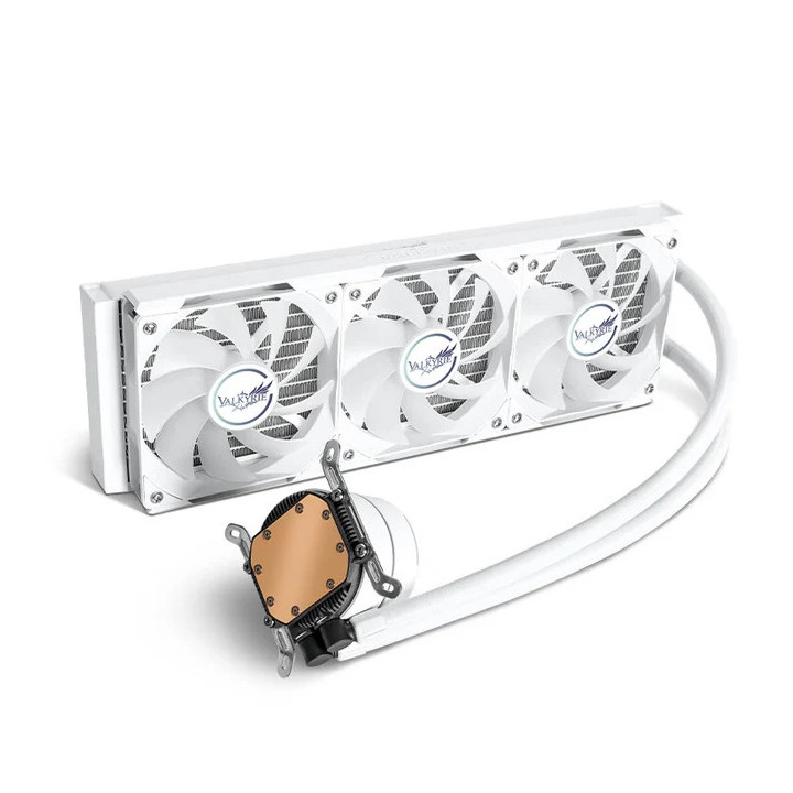 Водно охлаждане за процесор VALKYRIE A360 White, 3x120mm вентилатора, Liquid cooling, LGA115x/1700/2011/2066/AM4/AM5 - VK-AIOA36
