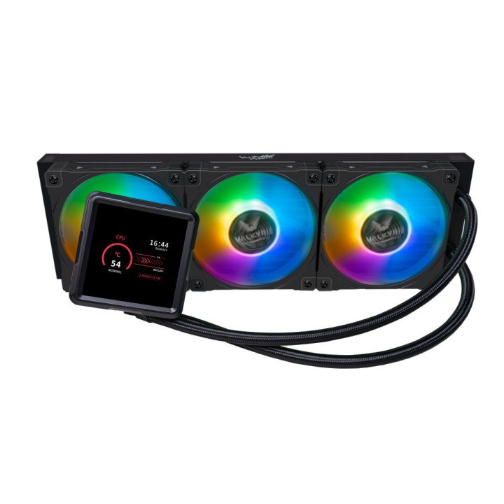 Водно охлаждане за процесор VALKYRIE B-GT360 ARGB LCD, 3x120mm вентилатора, 1700-2800RPM помпа, LCD дисплей, Intel/AMD съвместим