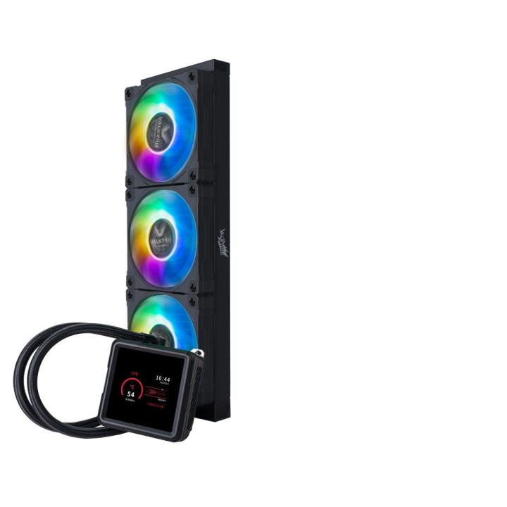 Водно охлаждане за процесор VALKYRIE B-GT360 ARGB LCD, 3x120mm вентилатора, 1700-2800RPM помпа, LCD дисплей, Intel/AMD съвместим