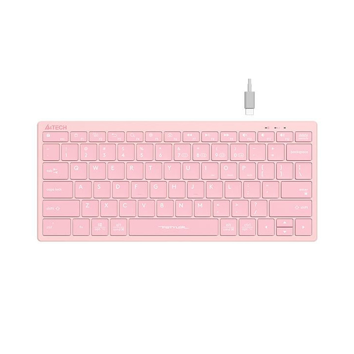 Bluetooth клавиатура A4TECH FBX51C FSTyler, Bluetooth, 2.4 GHz, USB-C, Кирилизирана, Розов
