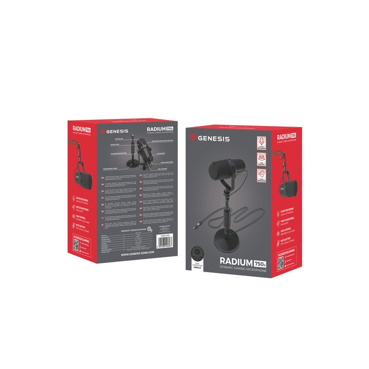 Микрофон Genesis Radium 750D Studio, USB/XLR, Condenser Cardioid, 50-14000Hz, Шумопотискане, Стойка - NGM-2290 - 4