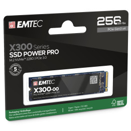 SSD диск EMTEC X300, 256GB NVMe M.2 PCIe Gen 3.0, до 2500/1200MB/s - ECSSD256GX300 - 1