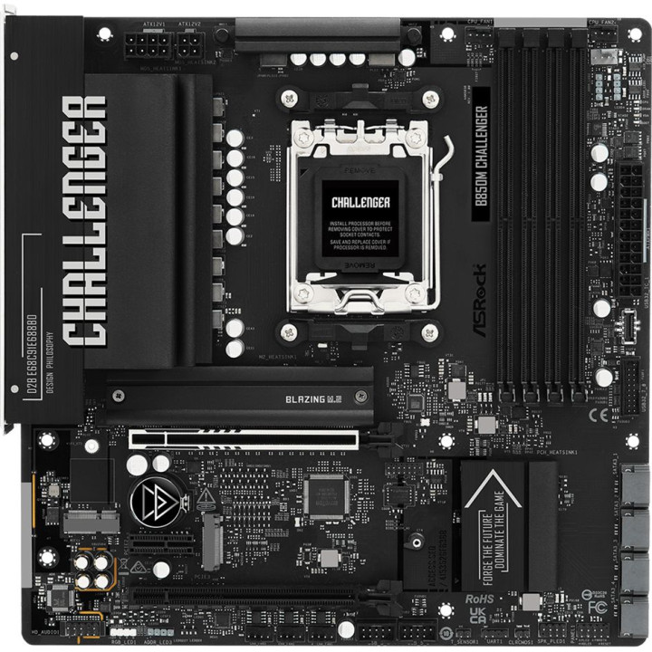 Дънна платка ASROCK B850M Challenger, AM5, 4x DDR5, PCIe 5.0, mATX - 90-MXBU50-A0UAYZ - 2