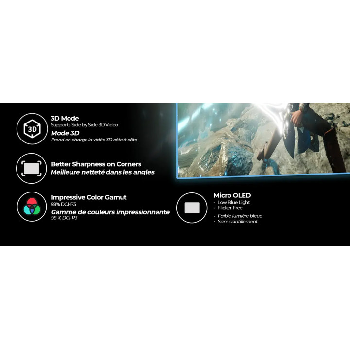 VR очила LENOVO Legion Glasses gen 2, 0.6" 1920x1080, 43.5° FOV, 800 nits, черни - GY21R10234 - 9