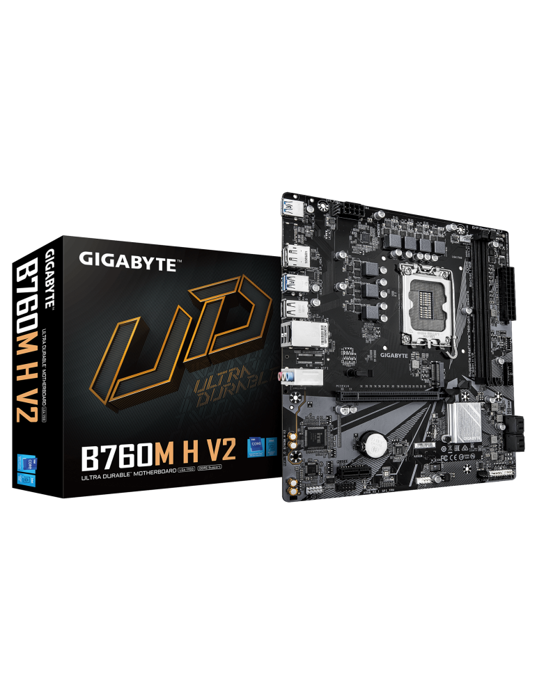 Дънна платка GIGABYTE B760M H V2, Чипсет Intel B760, Socket 1700, DDR5, Micro ATX - 1