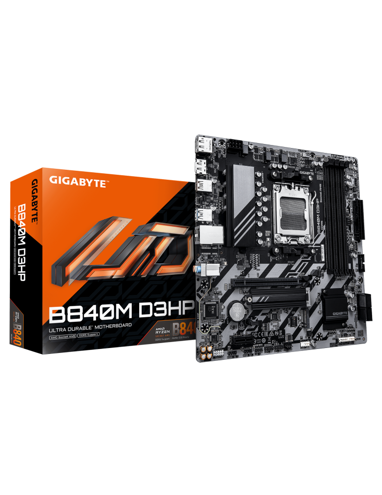 Дънна платка GIGABYTE B840M D3HP, AM5 сокет, AMD B840 чипсет, DDR5 памет, Micro ATX - 1