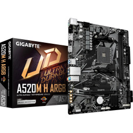 Дънна платка GIGABYTE A520M H aRGB, AM4, AMD A520, DDR4 64GB, 4x SATA3