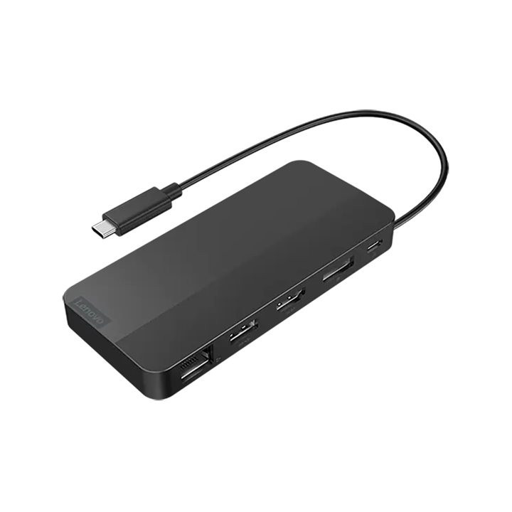 Докинг станция Lenovo USB-C Dual Display Travel Dock, HDMI 2.1 + DisplayPort 1.4 + Gigabit Ethernet - 40B90000WW - 1