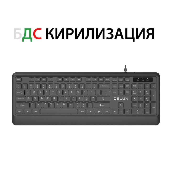 Клавиатура Delux K7009BU, БДС кирилизация, Numpad - 1