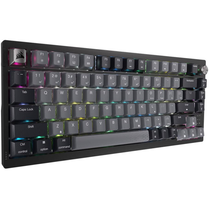 Bluetooth механична нископрофилна геймърска клавиатура Corsair K65 Plus RGB 75%, Безжична, Corsair NLX Red Key Switches - CH-91D