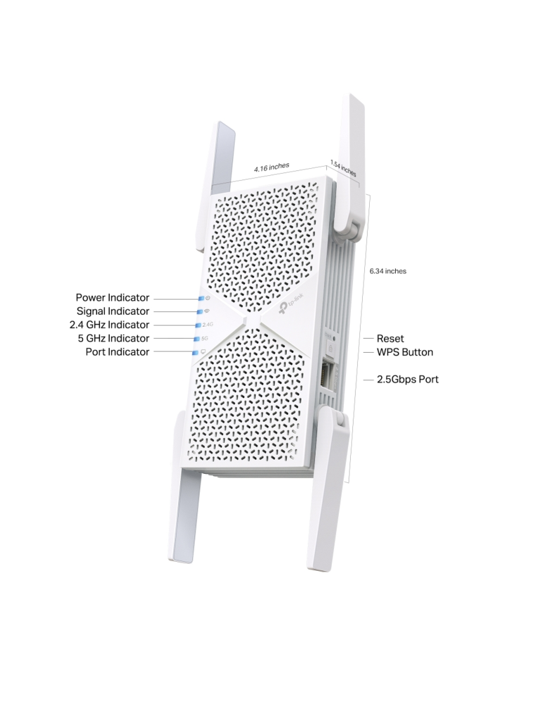 Удължител на обхват TP-Link RE405BE, BE6500 Wi-Fi 7 2-лентов - 810142823616 - 3