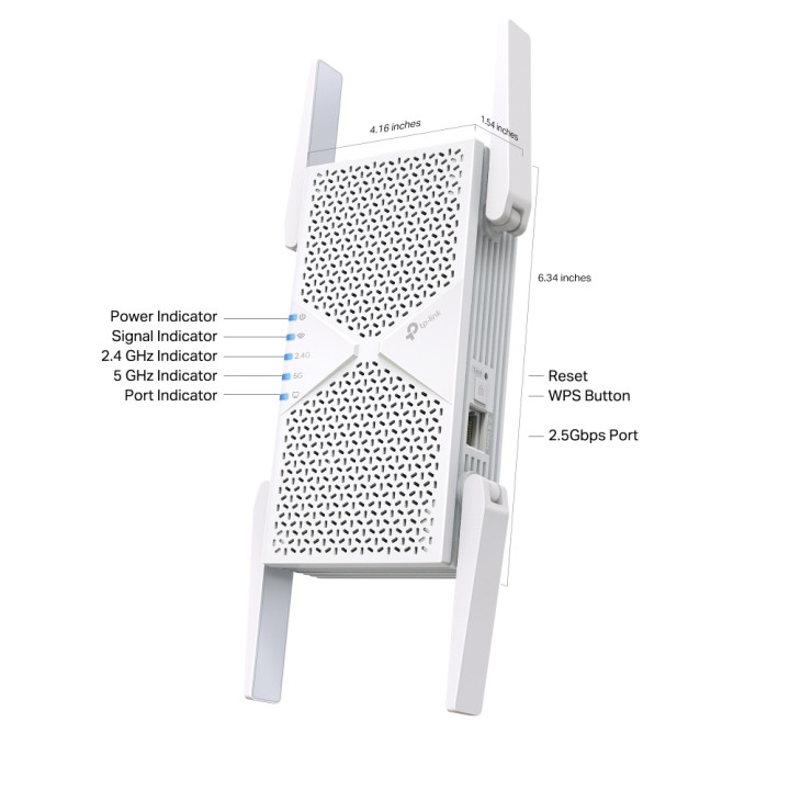 Удължител на обхват TP-Link RE405BE, BE6500 Wi-Fi 7 2-лентов - 810142823616 - 3