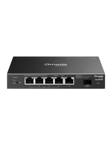 Мрежов комутатор TP-Link Omada SG2206MP, 6 портов гигабитов, 4× PoE+ портове - 1