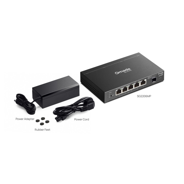 Мрежов комутатор TP-Link Omada SG2206MP, 6 портов гигабитов, 4× PoE+ портове - 4