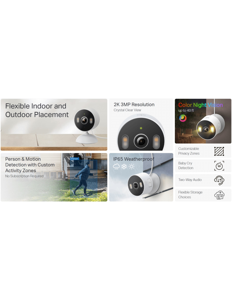 Wi-Fi домашна охранителна камера TP-Link Tapo C113, 3MP, 114° FOV, USB Type-C - 4897098682760 - 2