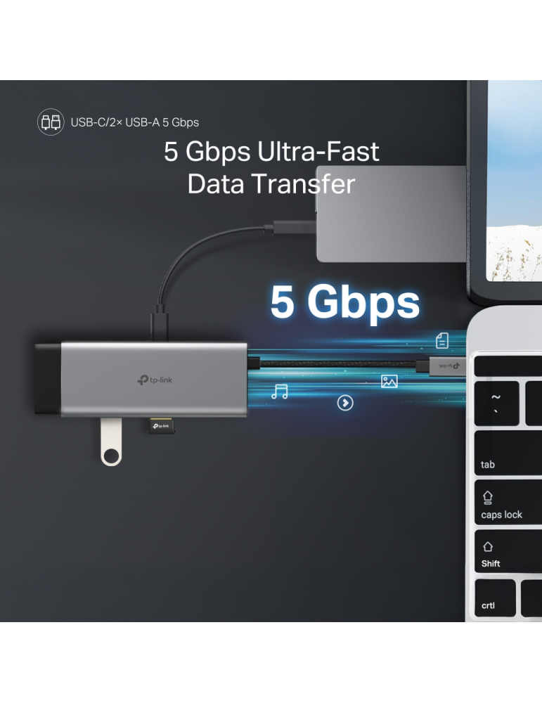 USB хъб TP-LINK UH7020C, Type-C 7 в 1 - 8