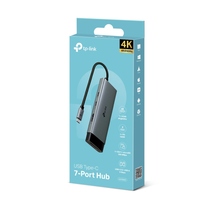 USB хъб TP-LINK UH7020C, Type-C 7 в 1 - 11