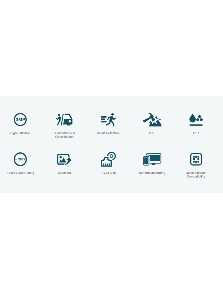 Мрежова камера TP-Link VIGI C230I, 3MP, 2.8mm, IR куполна, 12V DC - 6