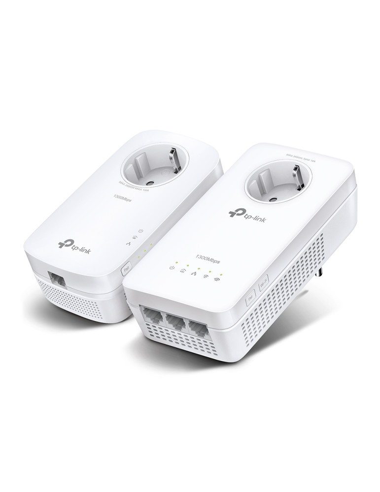 Powerline адаптер TP-Link TL-WPA8631P KIT, AV1300 Gigabit с Wi-Fi ac и електрически контакт - 1