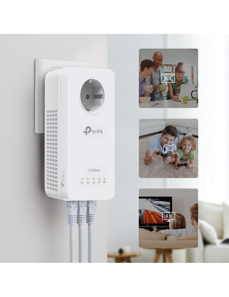 Powerline адаптер TP-Link TL-WPA8631P KIT, AV1300 Gigabit с Wi-Fi ac и електрически контакт - 7