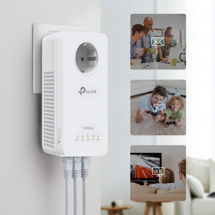 Powerline адаптер TP-Link TL-WPA8631P KIT, AV1300 Gigabit с Wi-Fi ac и електрически контакт - 7