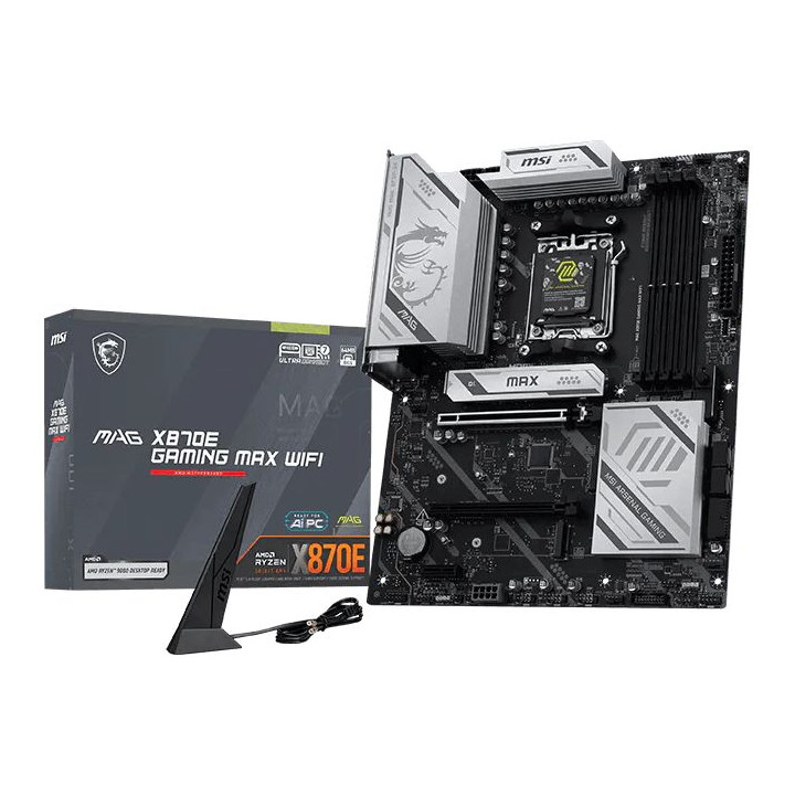 Дънна платка MSI MAG X870E Gaming Max WiFi, AMD X870E чипсет, AM5, DDR5 поддръжка до 256GB, Wi-Fi 7, Bluetooth 5.4 - 911-7E86-00