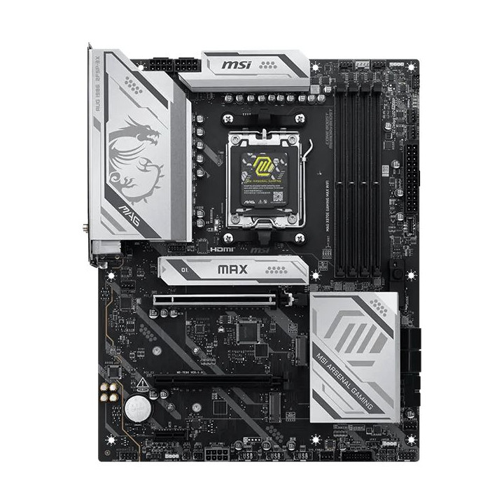 Дънна платка MSI MAG X870E Gaming Max WiFi, AMD X870E чипсет, AM5, DDR5 поддръжка до 256GB, Wi-Fi 7, Bluetooth 5.4 - 911-7E86-00