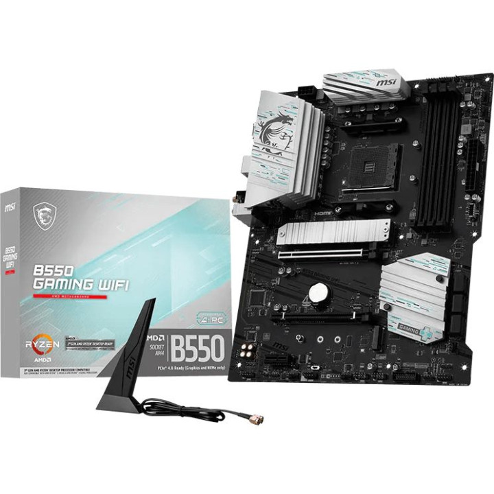 Дънна платка MSI B550 GAMING WIFI, AMD B550, Socket AM4, DDR4 4800MHz, ATX  - 911-7C56-085R - 1