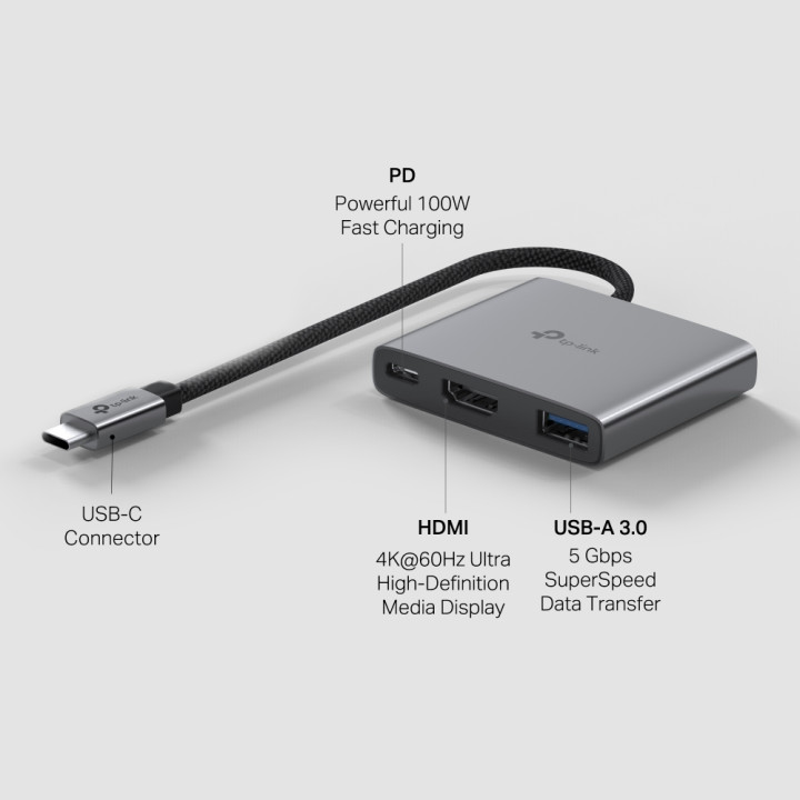 USB хъб TP-Link UH3020C, 1x HDMI Type-C - 8
