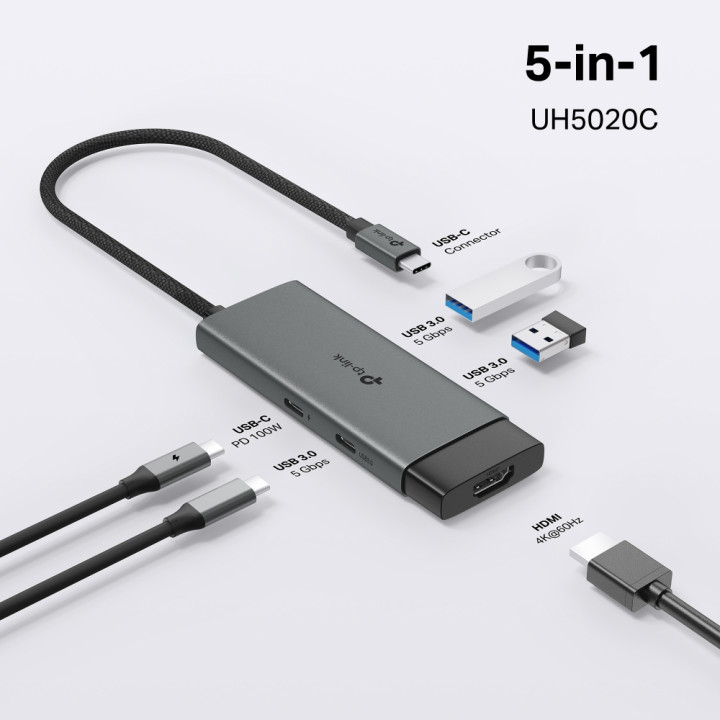 Докинг станция TP-Link UH5020C, 5 портов Type-C с PD 100W - 1