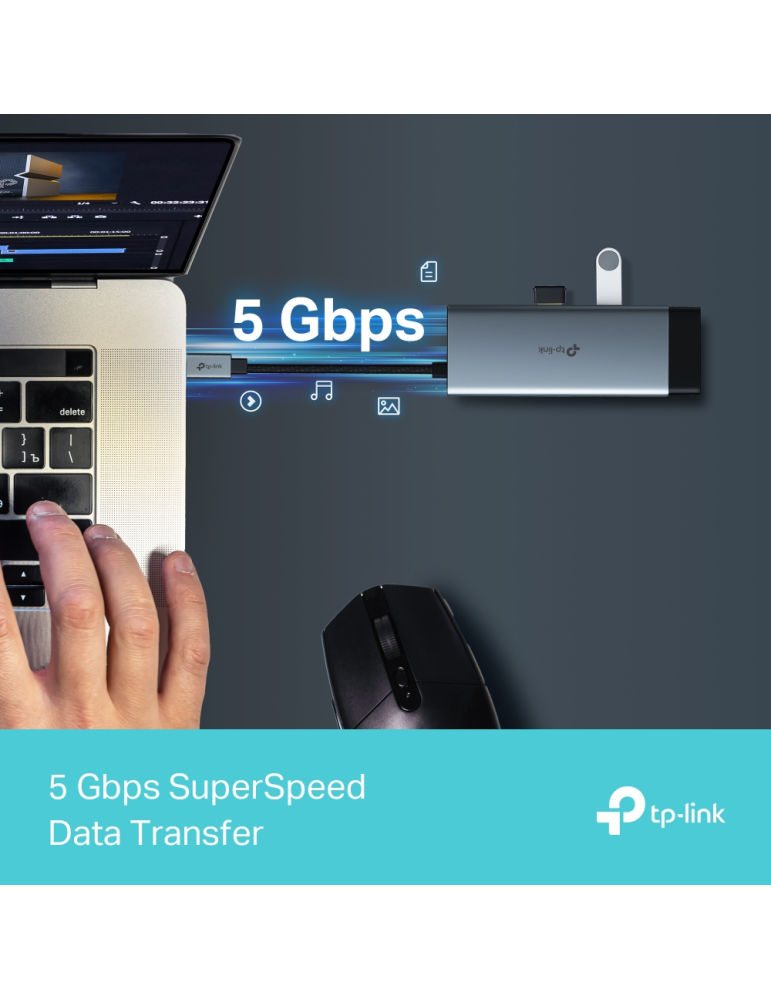 Докинг станция TP-LINK UH6120C, 6 портов, Type-C 5Gbps - 8885020625271 - 8