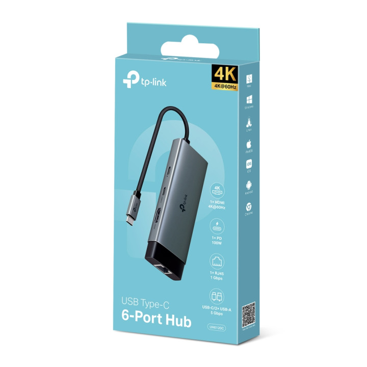 Докинг станция TP-LINK UH6120C, 6 портов, Type-C 5Gbps - 8885020625271 - 12