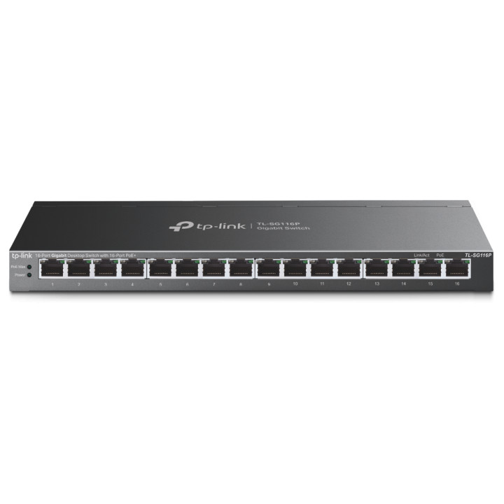 Мрежов комутатор TP-Link TL-SG116P, 16-портов Gigabit PoE+ - 1