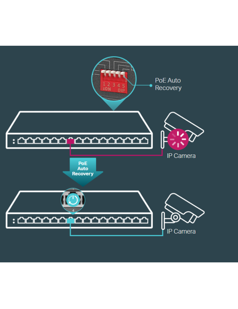 Мрежов комутатор TP-Link TL-SG116P, 16-портов Gigabit PoE+ - 7