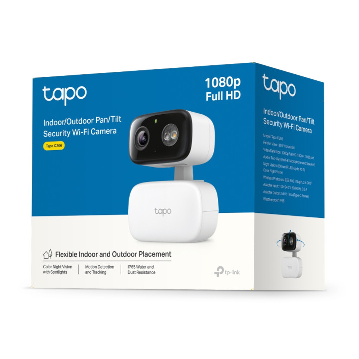 Wi-Fi охранителна камера TP-Link Tapo C206, 1920×1080px, вътрешна/външна - 4