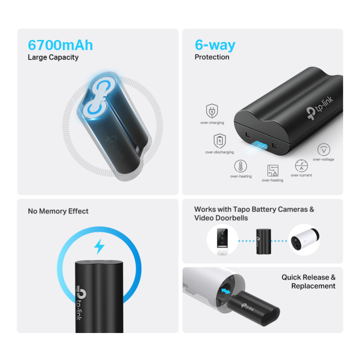Комплект батерииTP-Link Tapo A100, 6700mAh - 2