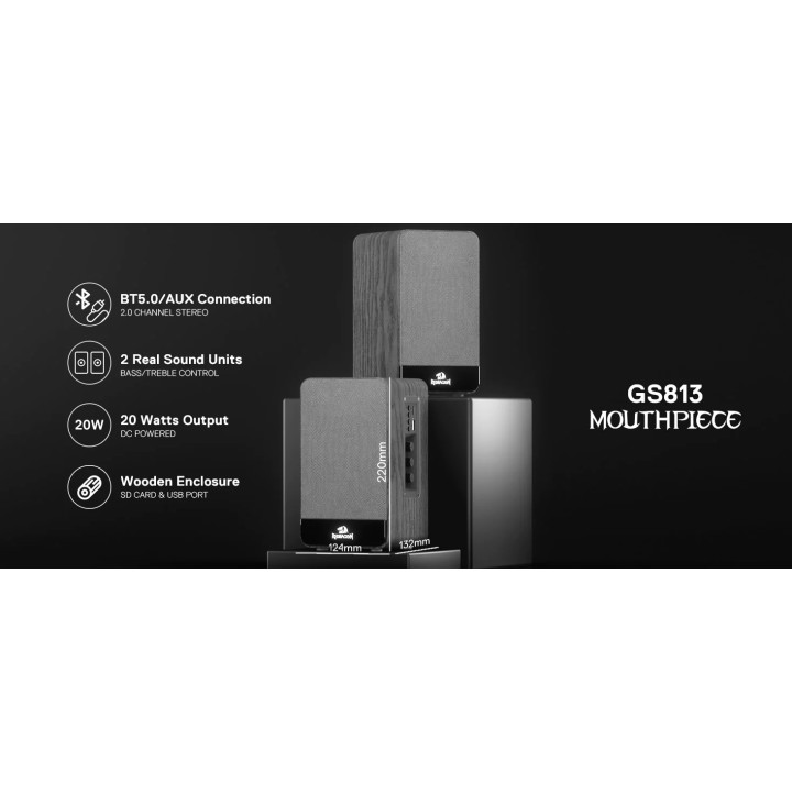 Тонколонки Redragon GS813 Mouthpiece, 20W RMS, 3" говорители, дърво, USB/3.5mm - 2