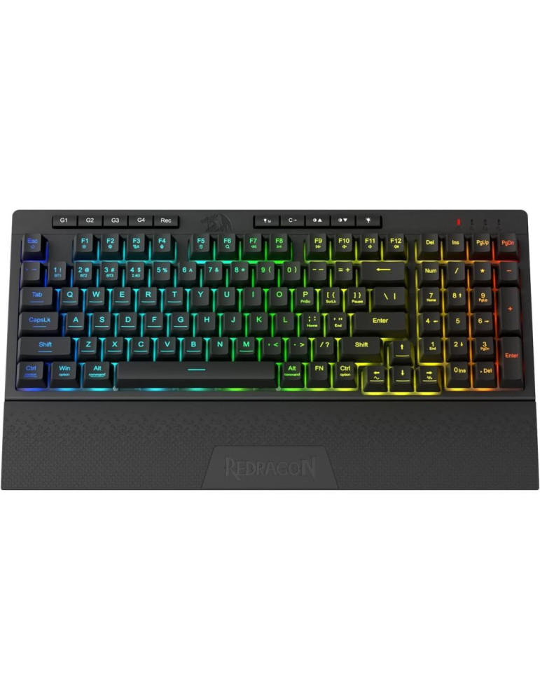 Bluetooth механична геймърска клавиатура Redragon Shiva Pro K515RGB-PRO, RGB осветление, Bluetooth 5.0, 3 едновременни устройств