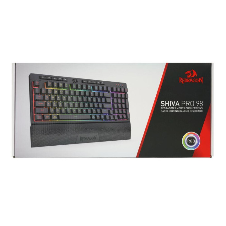 Bluetooth механична геймърска клавиатура Redragon Shiva Pro K515RGB-PRO, RGB осветление, Bluetooth 5.0, 3 едновременни устройств