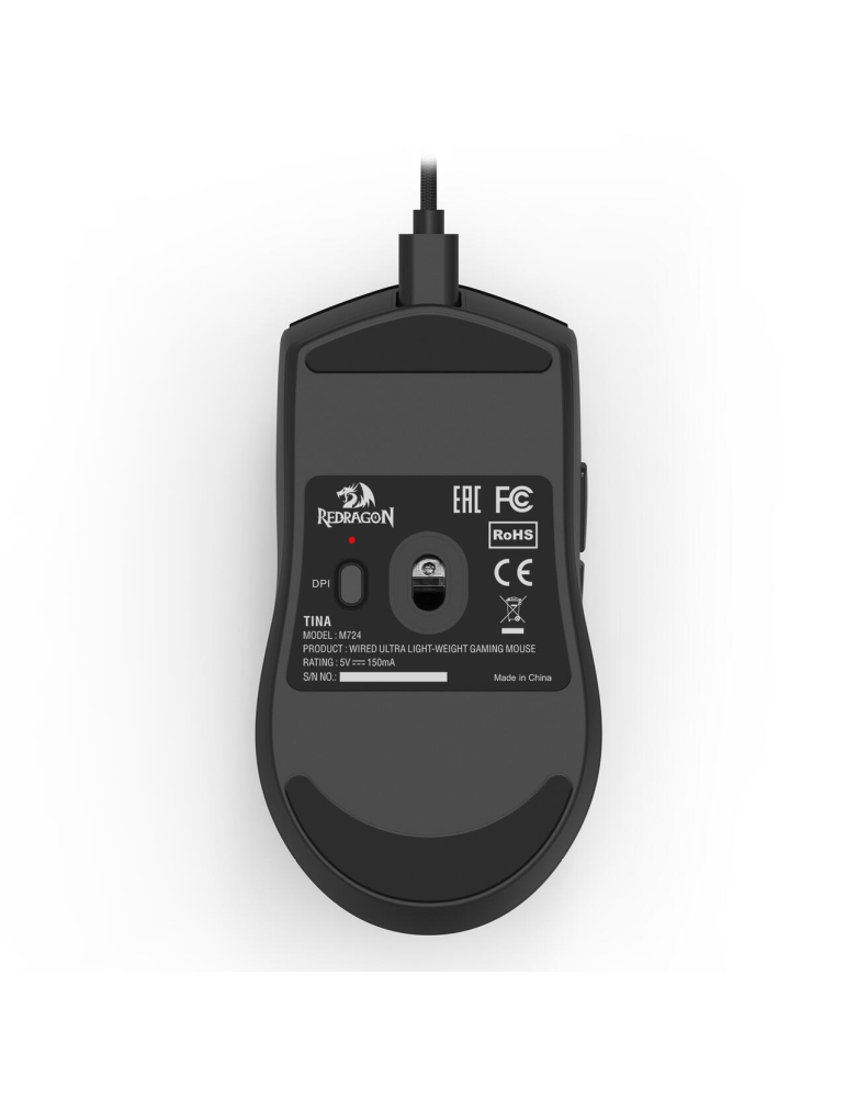 Геймърска мишка Redragon K1ng 1K M724, черна, 12400 DPI, Pixart PAW3327, 1000Hz - 9