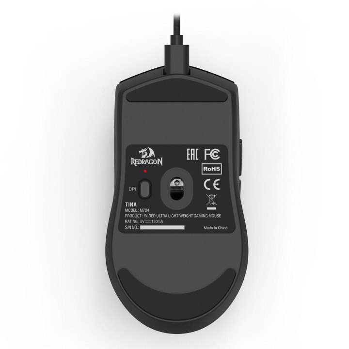 Геймърска мишка Redragon K1ng 1K M724, черна, 12400 DPI, Pixart PAW3327, 1000Hz - 9