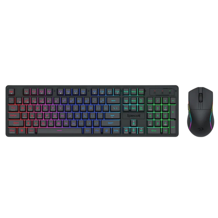 Безжична геймърска мишка и клавиатура Redragon S107-KS, RGB подсветка, USB nano приемник - S107-KS - 1