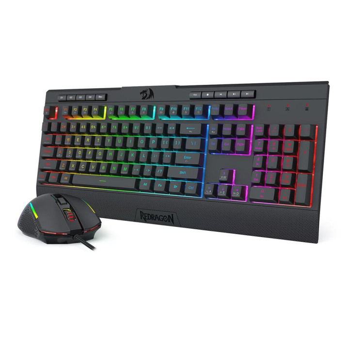Геймърски комплект клавиатура и мишка Redragon S151, RGB подсветка, черна - 2