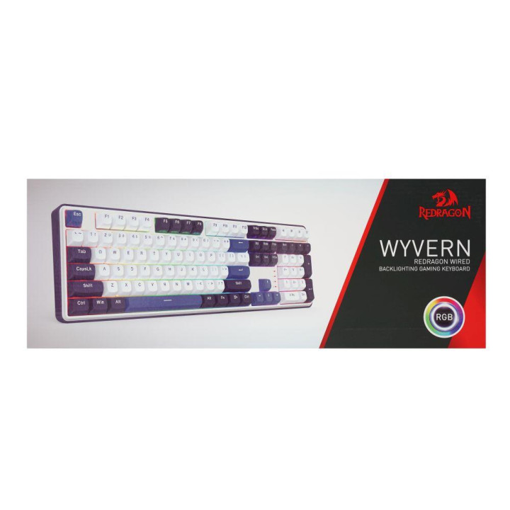 Механична геймърска клавиатура Redragon Wyvern K689WBB, RGB подсветка, USB Type-C - 5