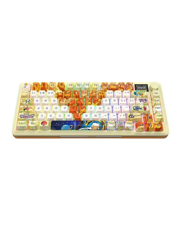 Bluetooth/безжична механична нископрофилна геймърска клавиатура Redragon Flekact Pro Art Anime K708GF, Pink Huano switches, RGB 