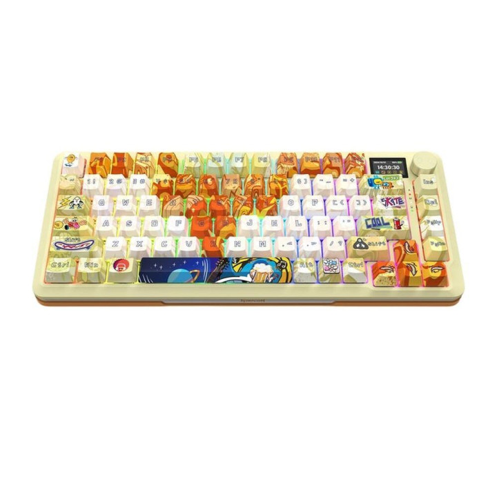 Bluetooth/безжична механична нископрофилна геймърска клавиатура Redragon Flekact Pro Art Anime K708GF, Pink Huano switches, RGB 