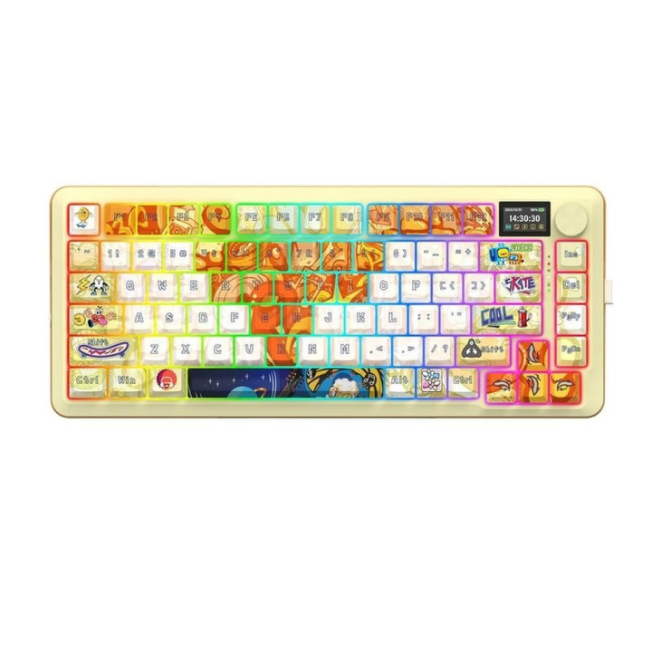 Bluetooth/безжична механична нископрофилна геймърска клавиатура Redragon Flekact Pro Art Anime K708GF, Pink Huano switches, RGB 