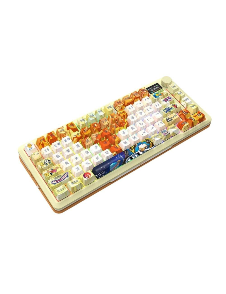 Bluetooth/безжична механична нископрофилна геймърска клавиатура Redragon Flekact Pro Art Anime K708GF, Pink Huano switches, RGB 