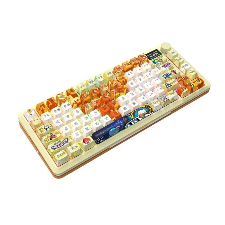 Bluetooth/безжична механична нископрофилна геймърска клавиатура Redragon Flekact Pro Art Anime K708GF, Pink Huano switches, RGB 