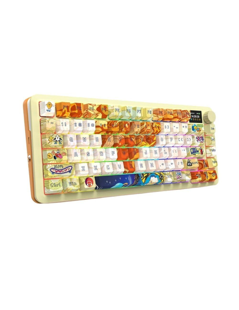 Bluetooth/безжична механична нископрофилна геймърска клавиатура Redragon Flekact Pro Art Anime K708GF, Pink Huano switches, RGB 